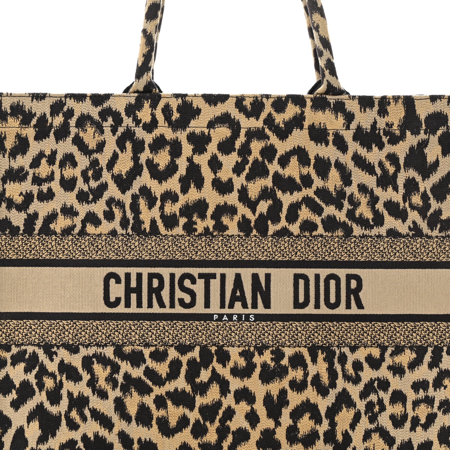 Christian Dior Canvas Mizza Embroidered Large Leopard Book Tote Beige 8 of 11