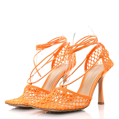 Bottega Veneta Mesh Nappa Stretch Ankle Tie 90mm Sandals 37.5 Tangerine 4 of 8