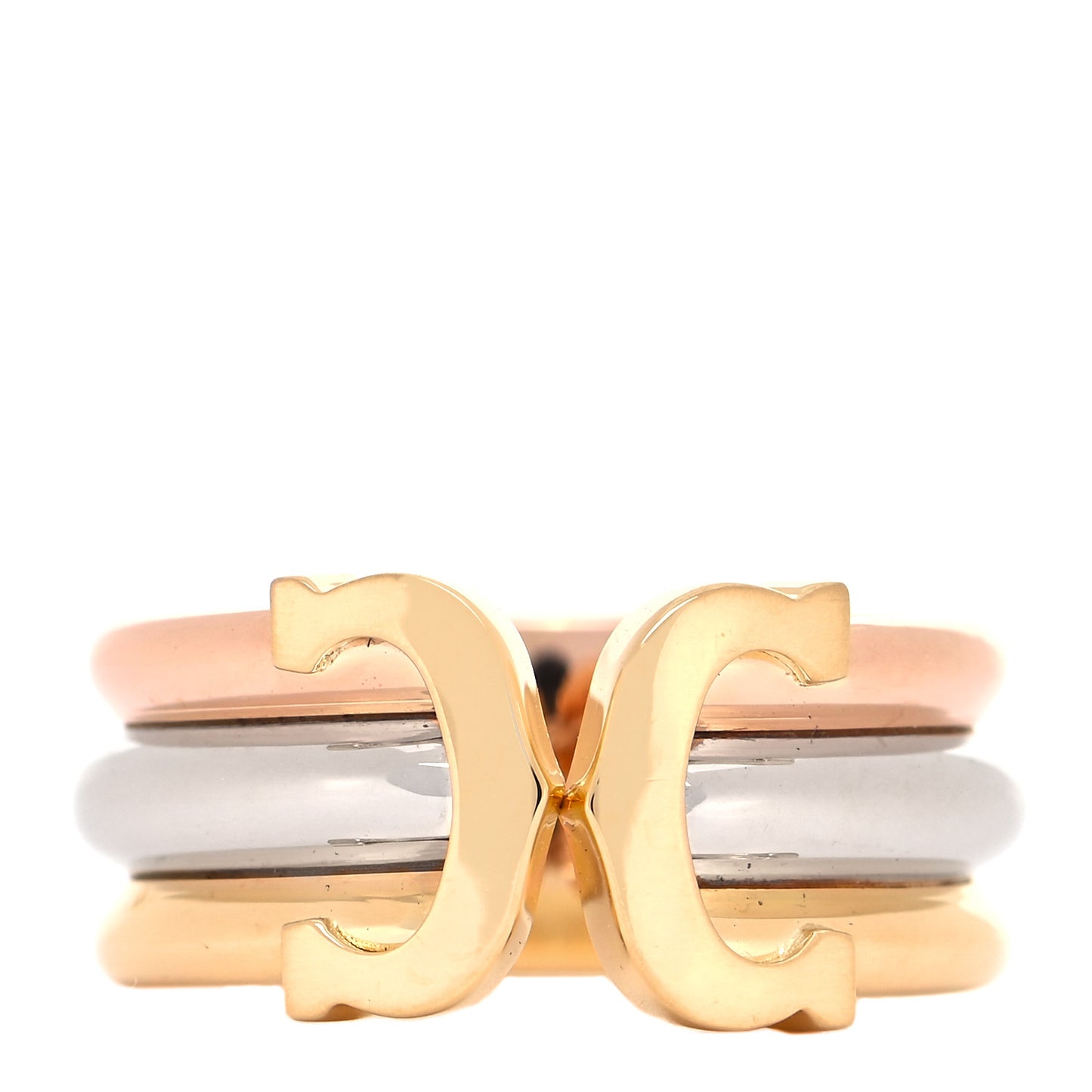 18K Pink Yellow White Gold C De Cartier Ring 56 7.5