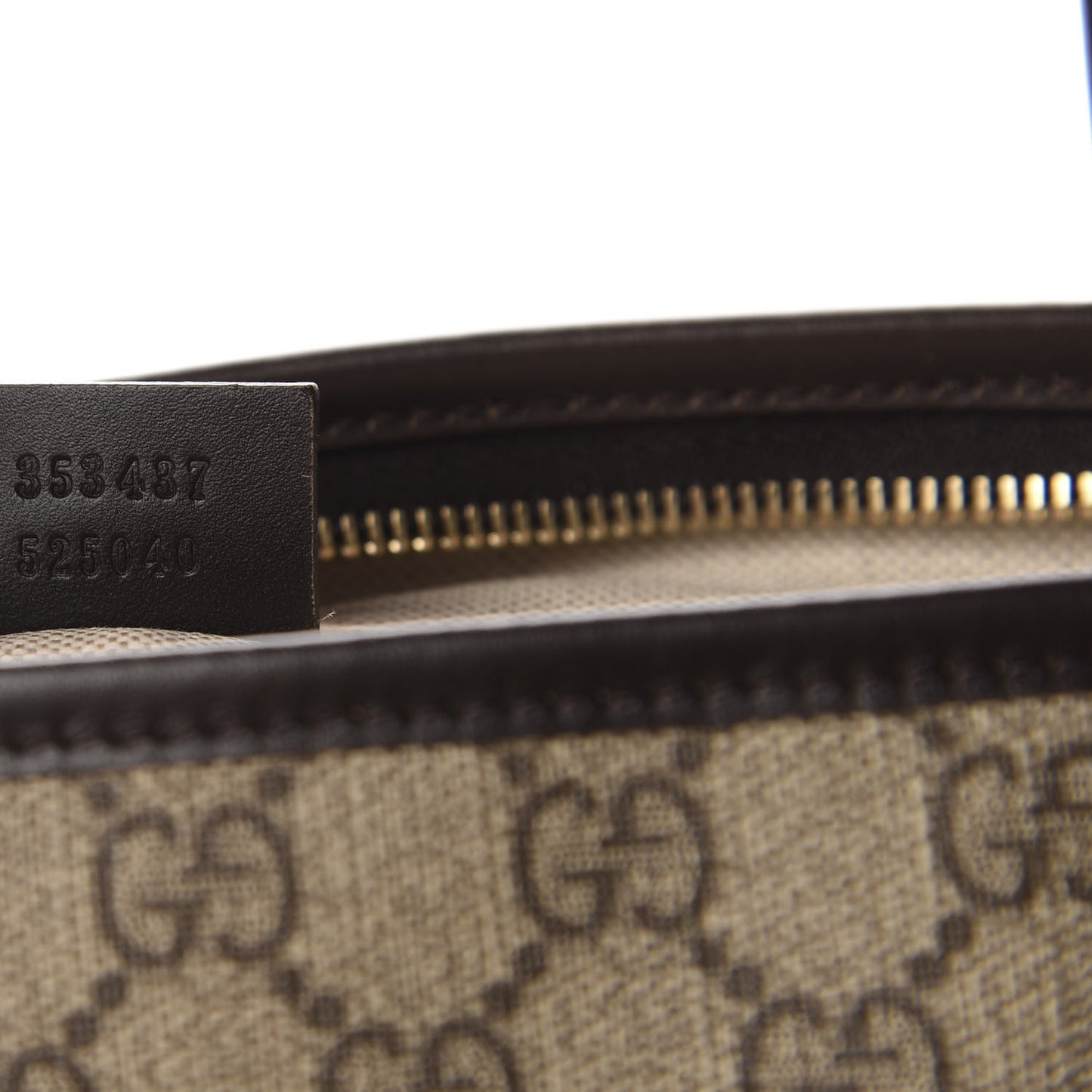 GG Supreme Monogram Medium Zippered Tote Dark Brown