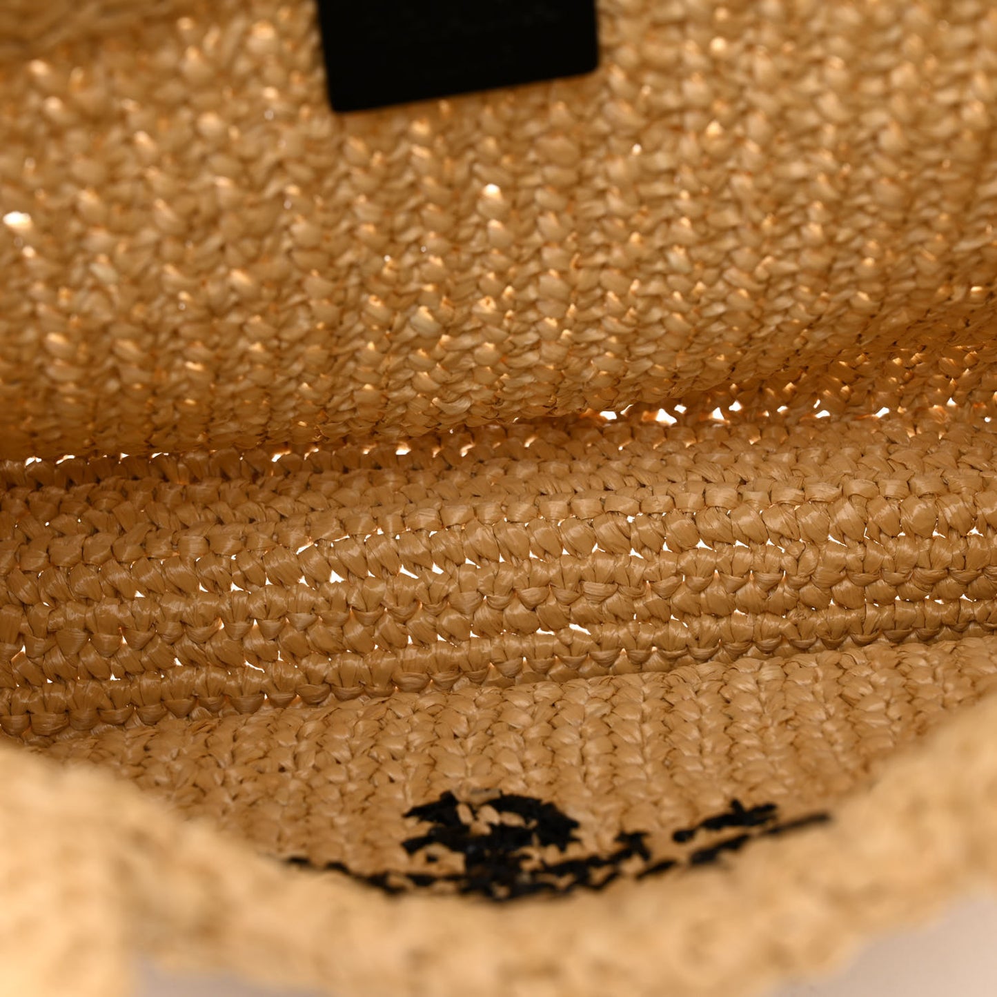 Yarn Raffia Effect Crochet Embroidered Small Logo Tote Naturale