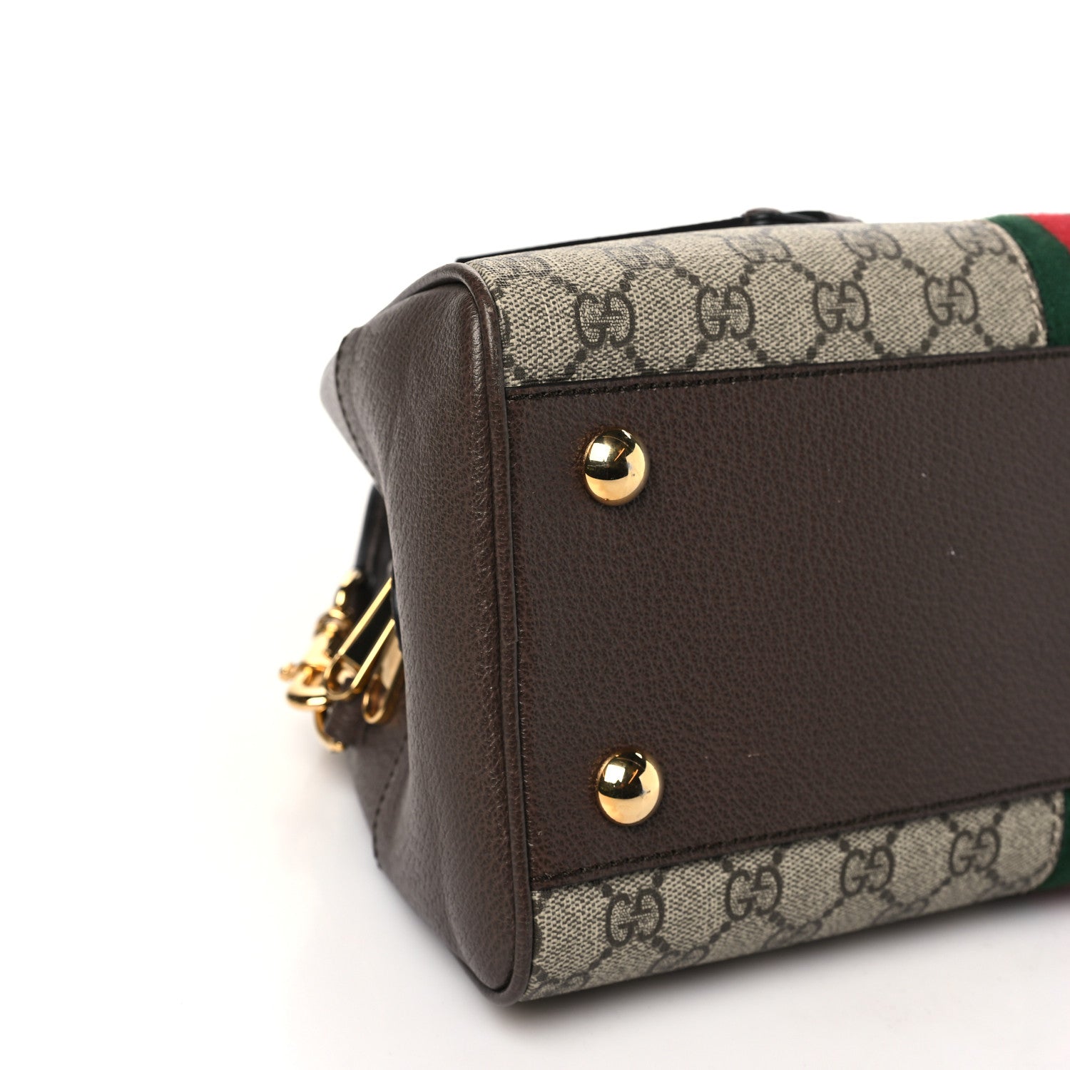 Gucci GG Supreme Monogram Textured Dollar Calfskin Web Medium Ophidia Top Handle Bowler Bag Beige Ebony New Acero 9 of 10