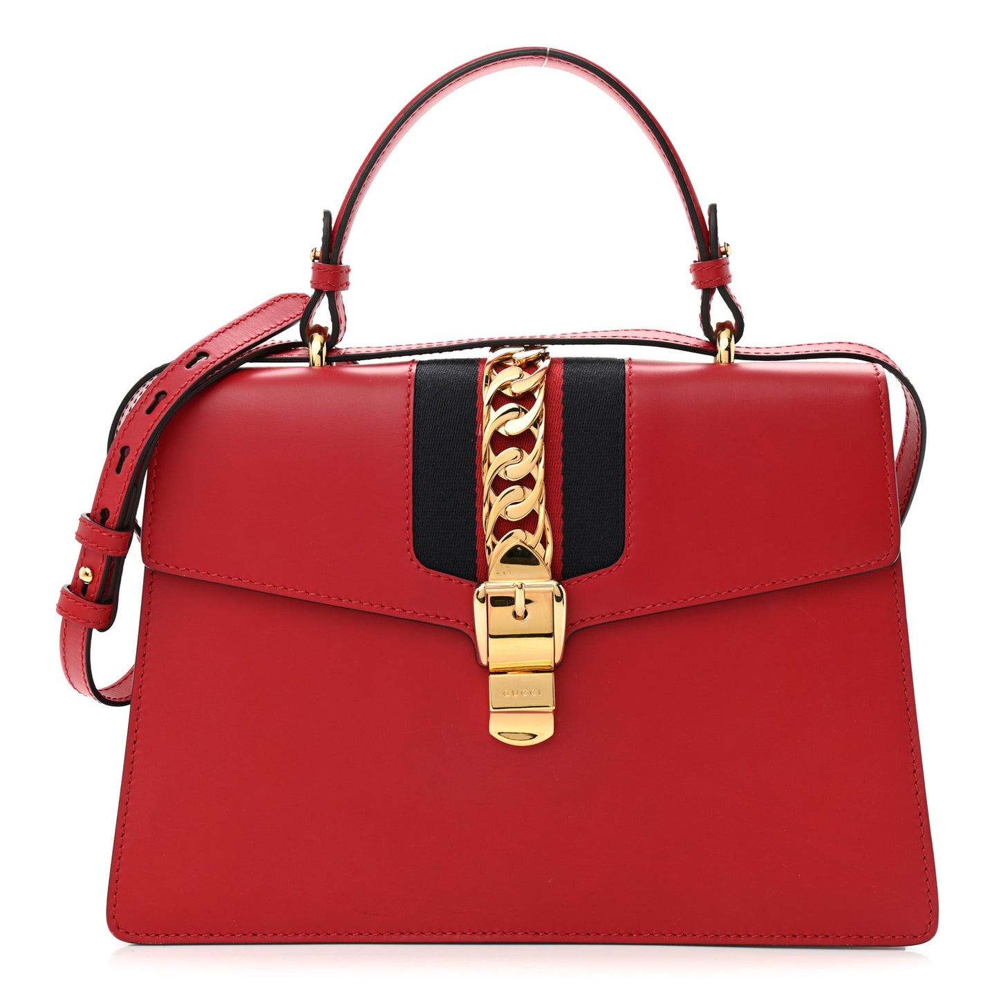 Calfskin Medium Sylvie Top Handle Bag Hibiscus Red