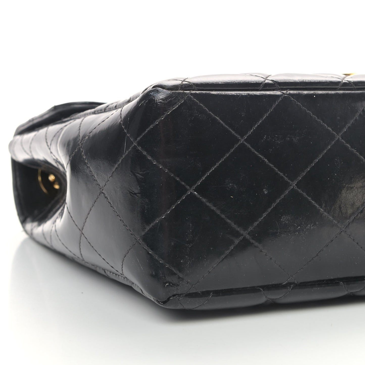 Patent Quilted XL Jumbo Single Flap Black