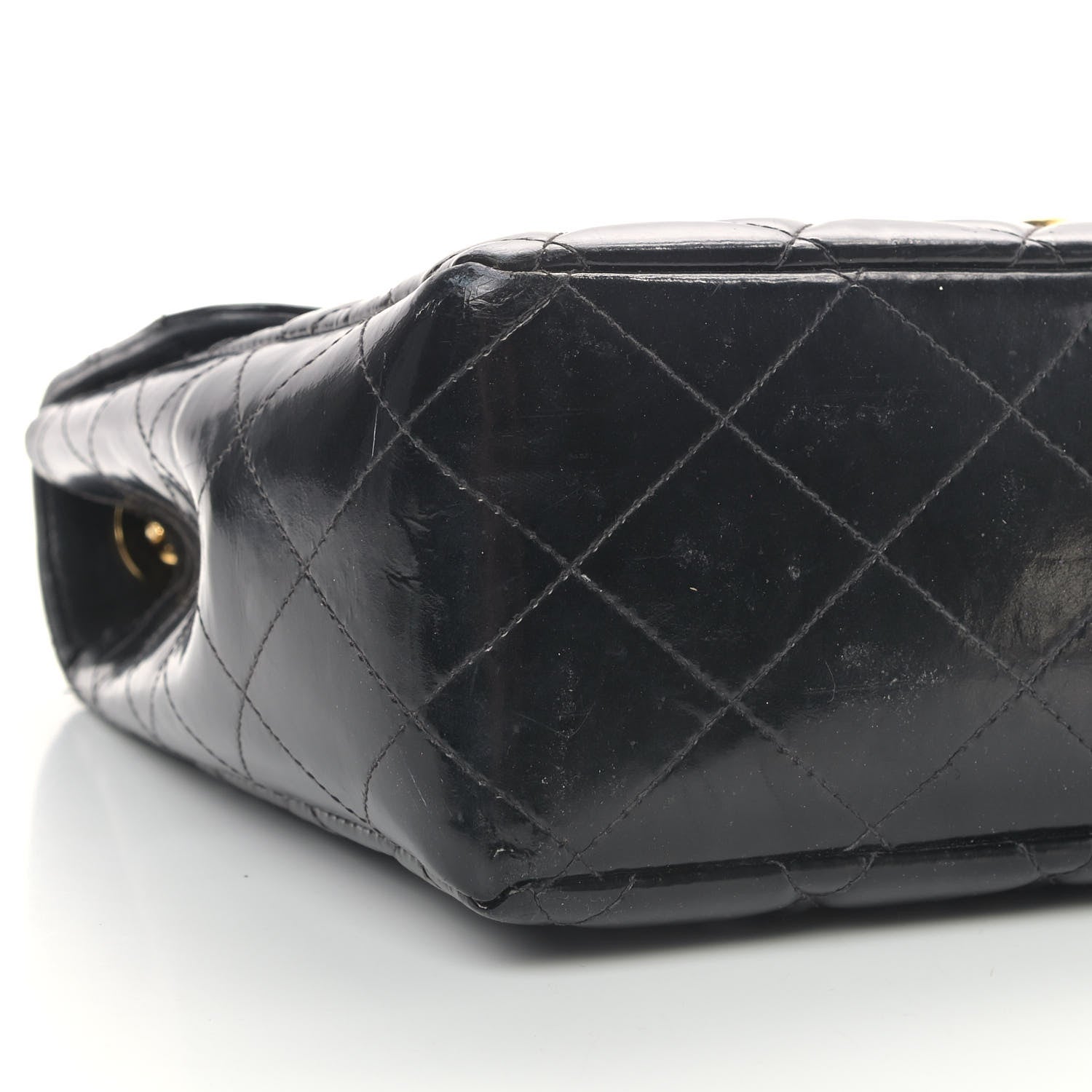 Chanel Patent Quilted XL Jumbo Single Flap Black 9 of 15