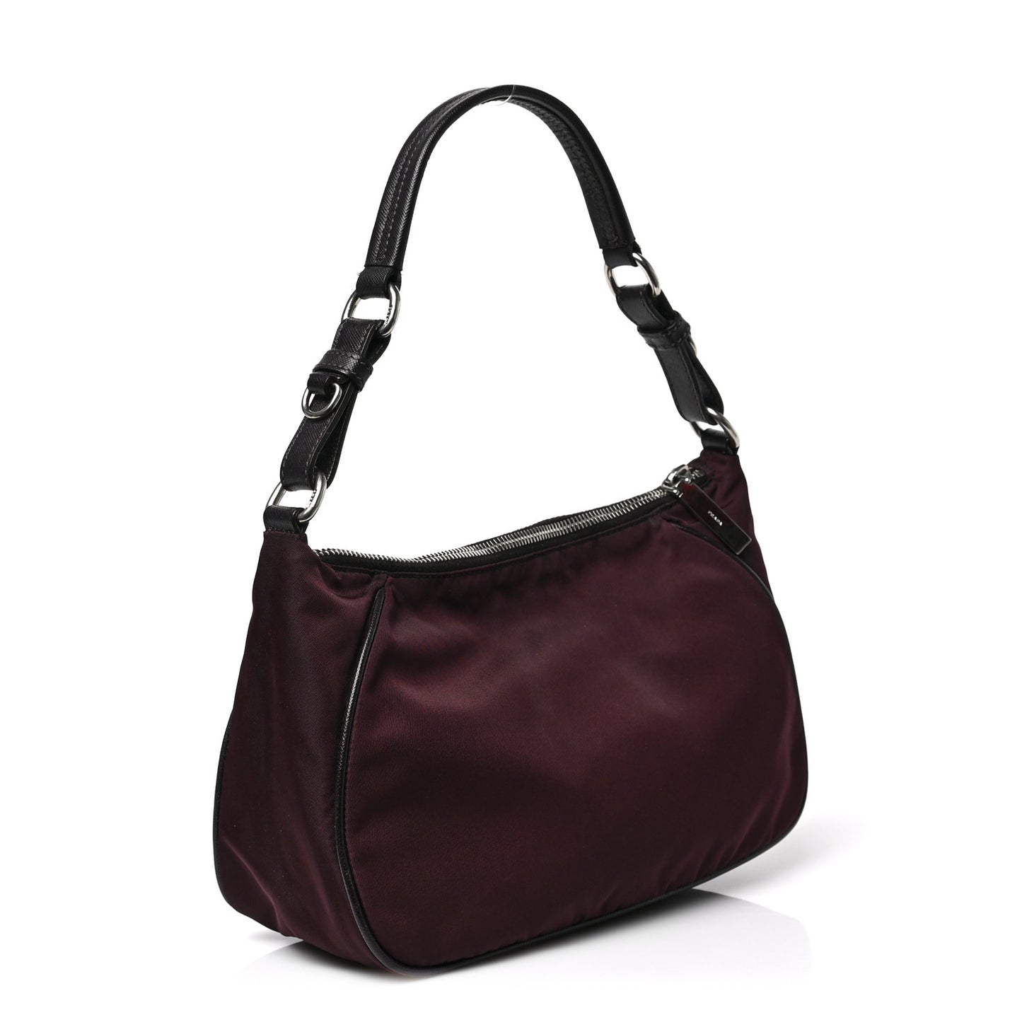 Tessuto Nylon Saffiano Hobo Plum