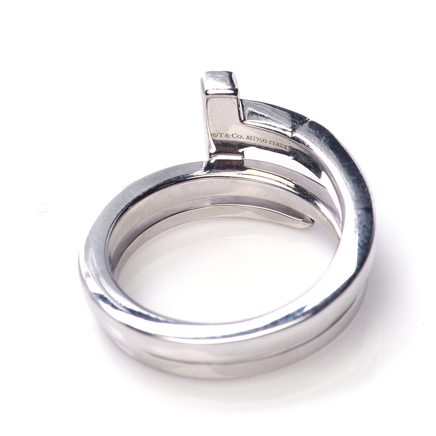 Tiffany 18K White Gold Diamond T Square Wrap Ring 49 4.75 5 of 5