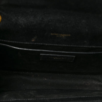 Saint Laurent Grain De Poudre Matelasse Chevron Medium Monogram Satchel Black 5 of 12
