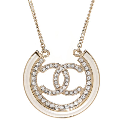 Chanel Pearl Crystal CC Pendant Necklace Gold 4 of 6