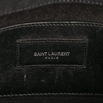 Saint Laurent Calfskin Crocodile Embossed Small Classic Monogram Kate Tassel Satchel Black 6 of 12