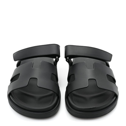Hermes Calfskin Womens Chypre Sandals 39 Black 2 of 9
