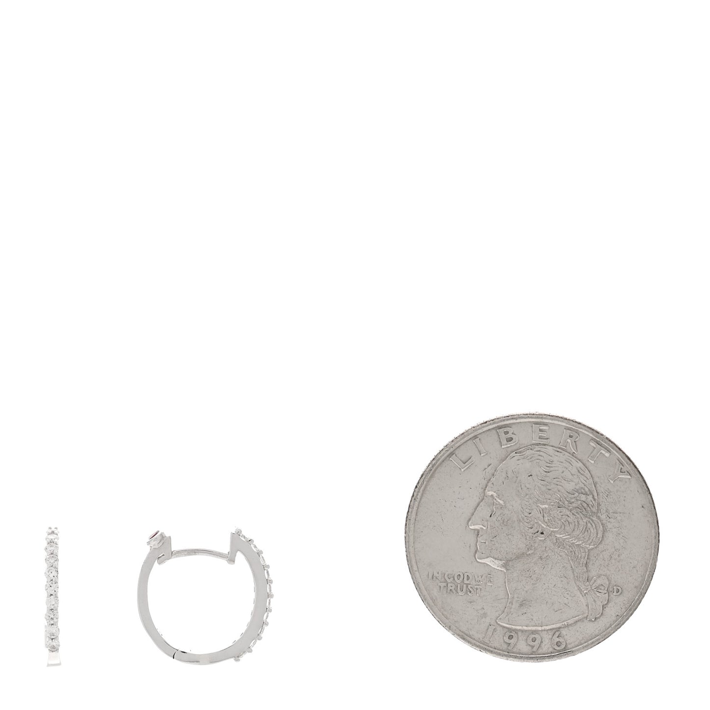 18K White Gold Diamond Small Horseshoe Hoop Earrings