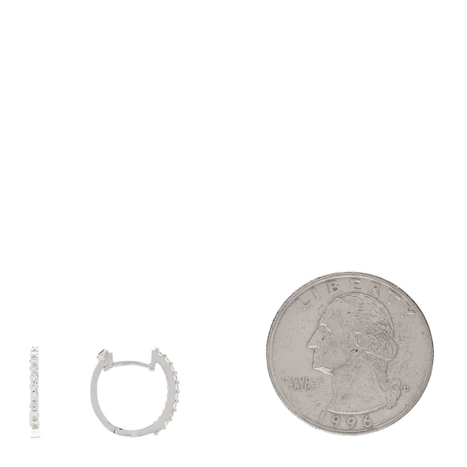 Roberto Coin 18K White Gold Diamond Small Horseshoe Hoop Earrings 2 of 4