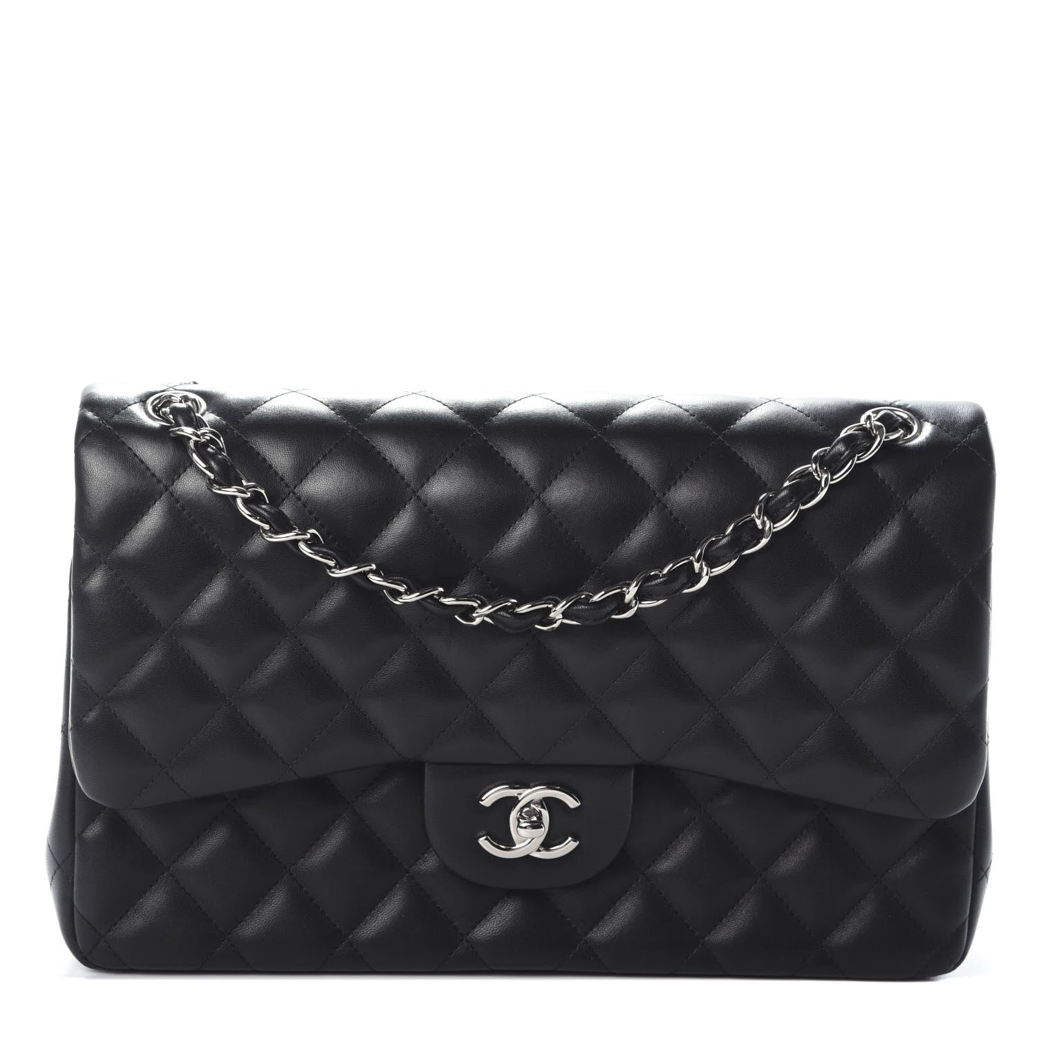 Chanel Lambskin Quilted Jumbo Double Flap Black 1 of 10