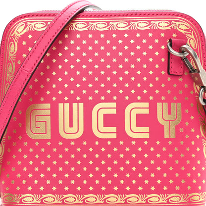 Gucci X SEGA Calfskin GUCCY Stars Mini Dome Shoulder Bag Violet Fuxia Gold 8 of 13