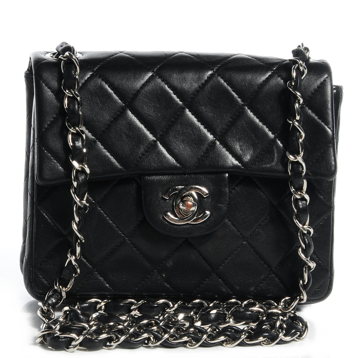 Chanel Lambskin Quilted Mini Square Flap Black 1 of 9