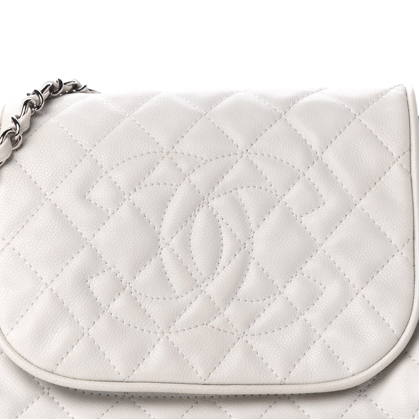 Caviar Quilted Timeless Accordion Flap White