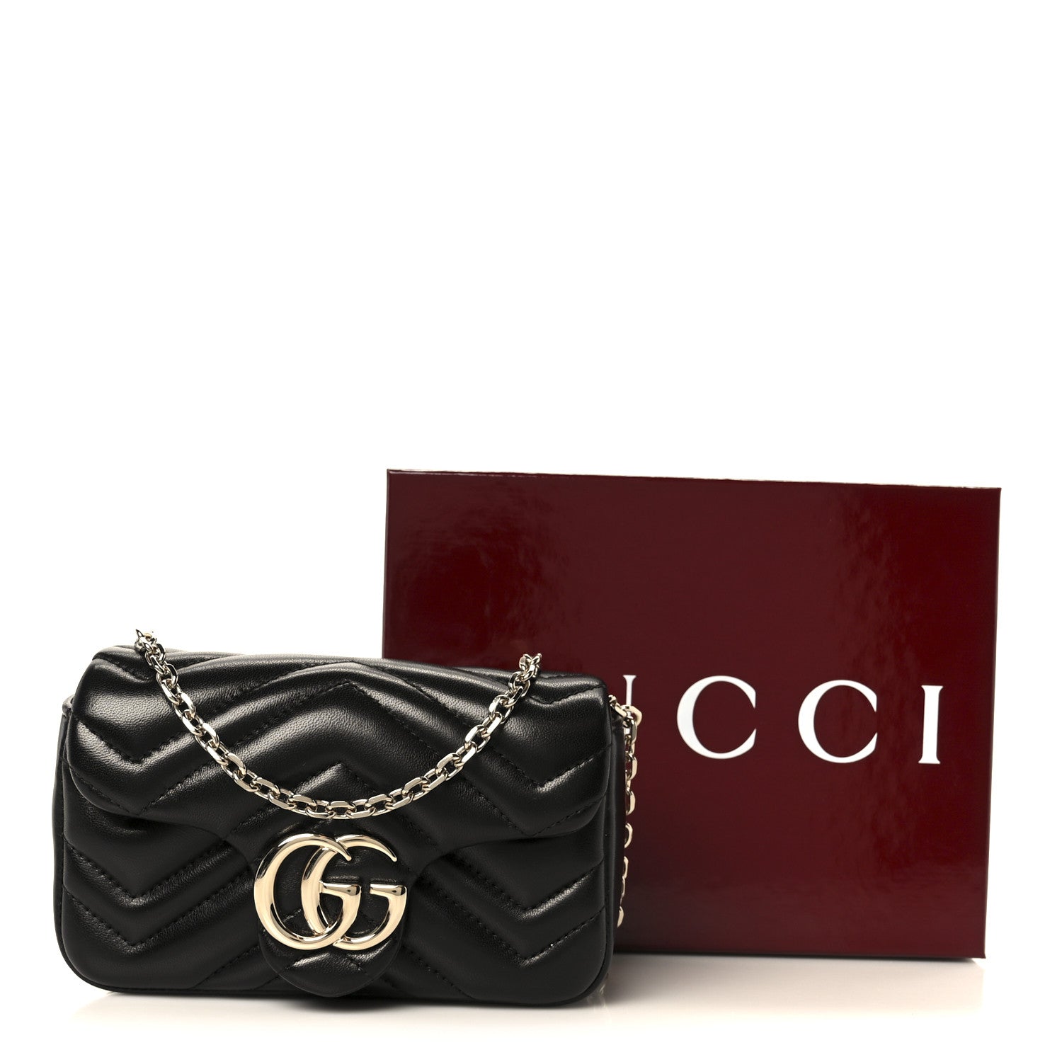 Gucci Lambskin Matelasse Mini GG Marmont Shoulder Bag Black 11 of 11