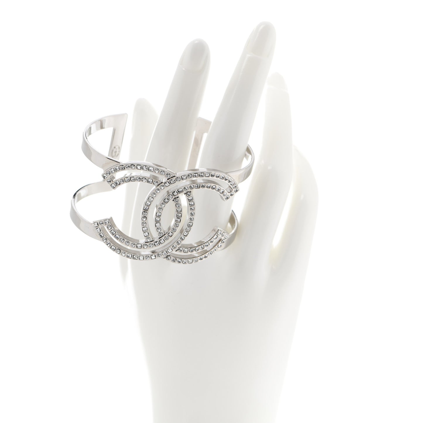 Metal Crystal CC Cuff Silver