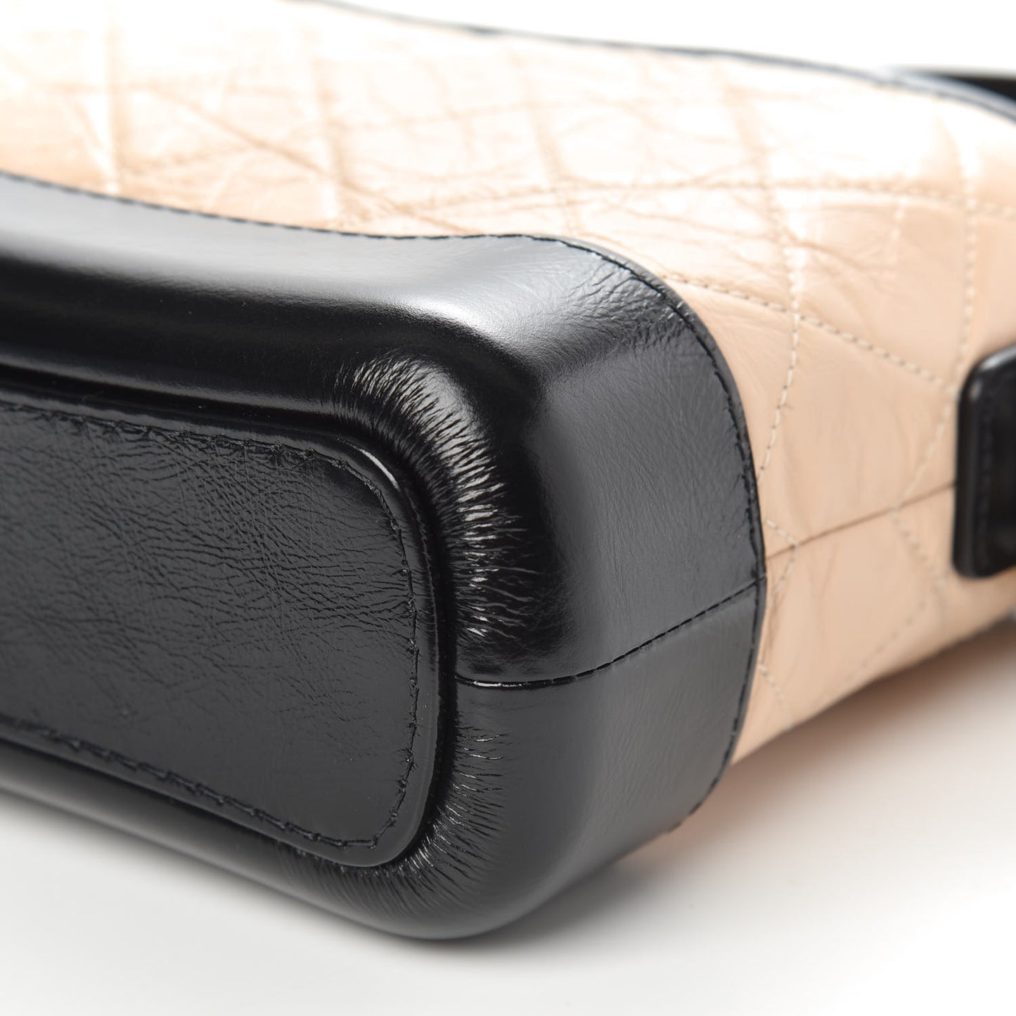 Aged Calfskin Quilted Small Gabrielle Hobo Beige Black