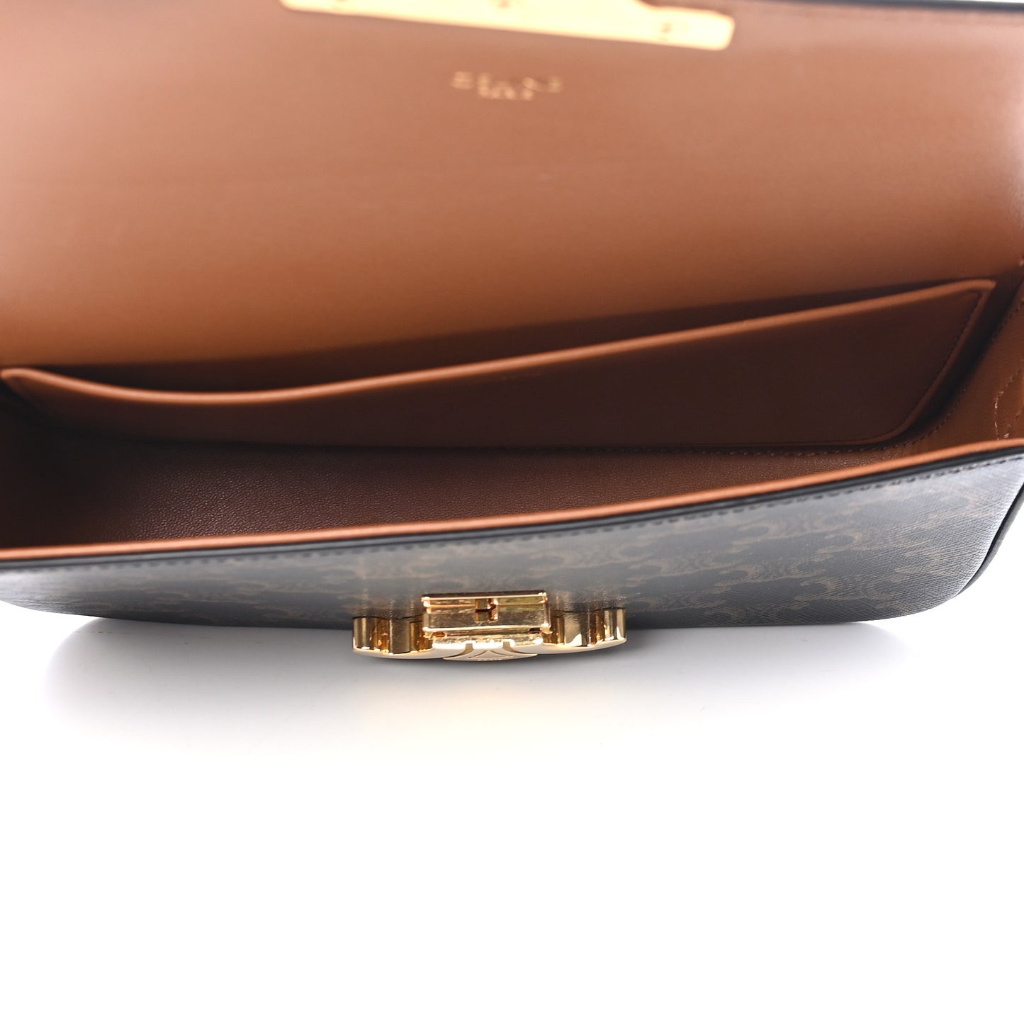 Canvas Calfskin Triomphe Shoulder Bag Tan