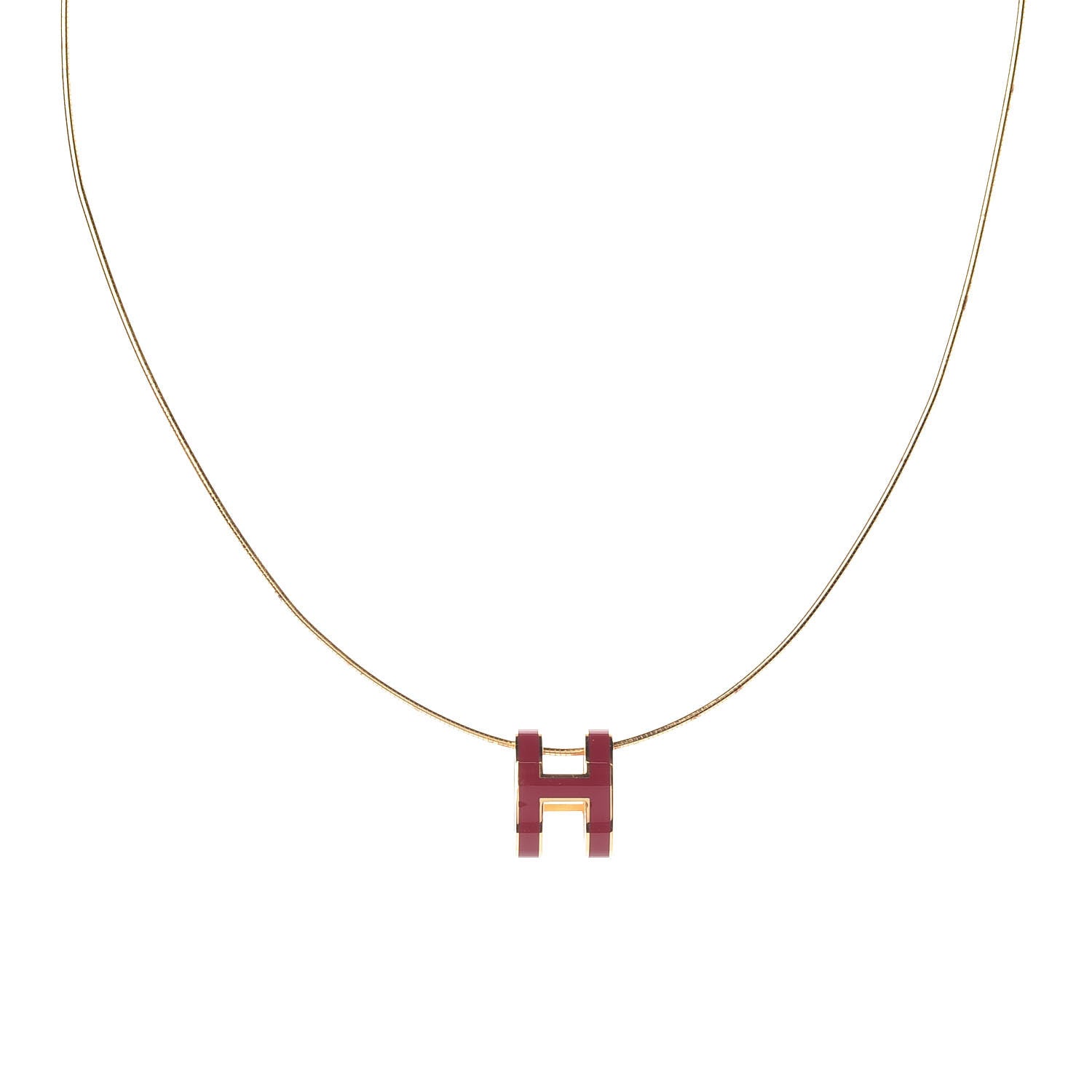 Hermes Lacquered Gold Pop H Pendant Necklace Plume 1 of 9