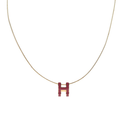 Hermes Lacquered Gold Pop H Pendant Necklace Plume 1 of 9