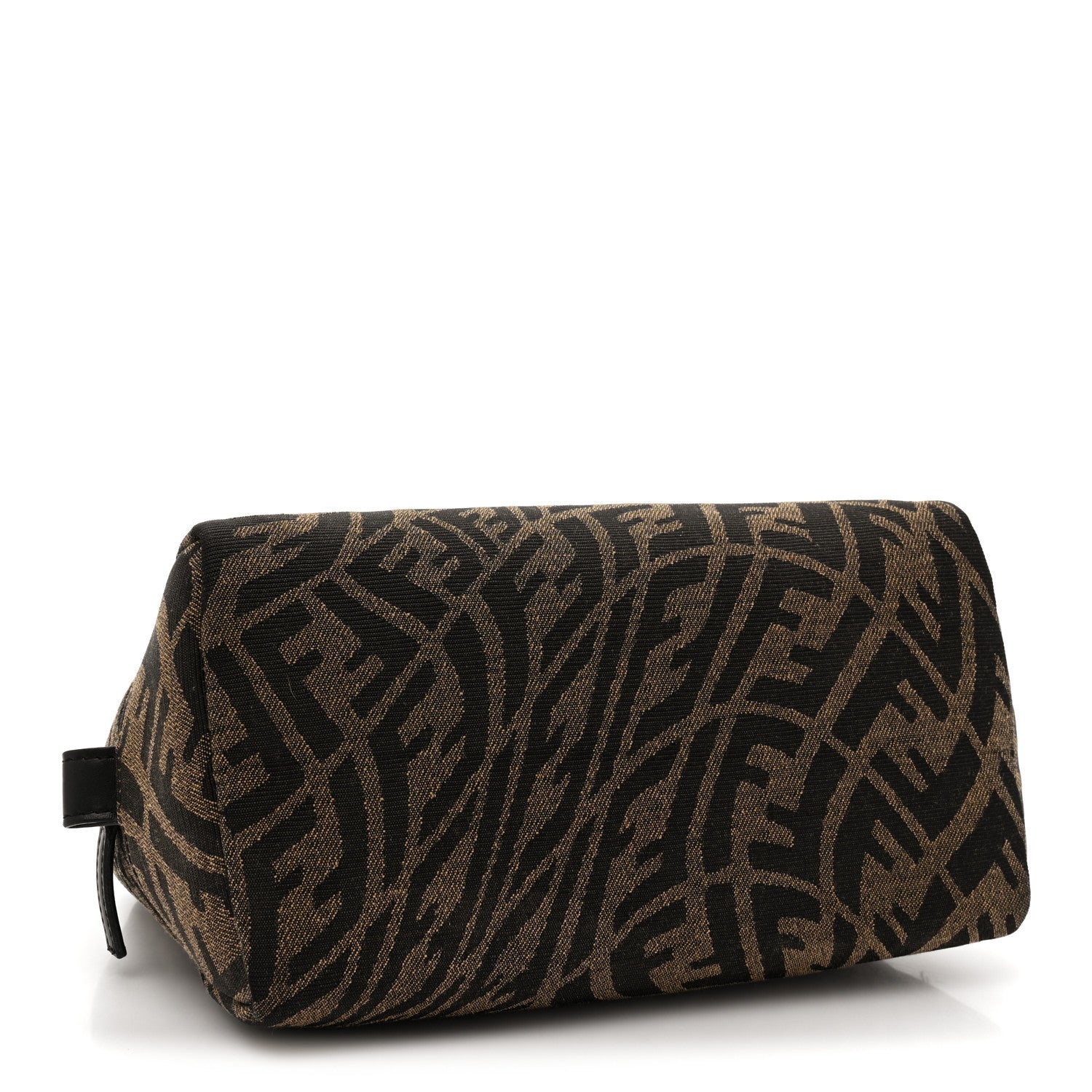 Fendi X SARAH COLEMAN Fabric Jacquard Vitello King FF Vertigo Medium Trapezoid Beauty Pouch Tobacco Moro Black 4 of 11