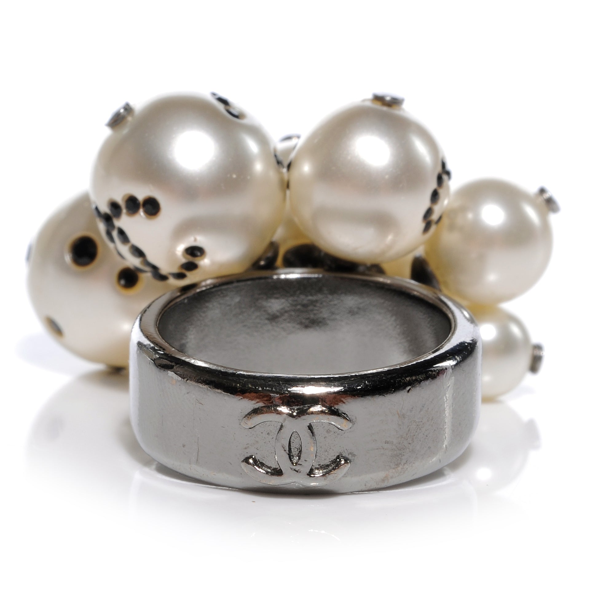 Chanel Crystal CC Pearl Cluster Ring 6.5 3 of 6