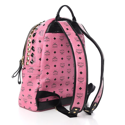 MCM Visetos Studded Colorblock Stark Brock Backpack Pink Black 3 of 16