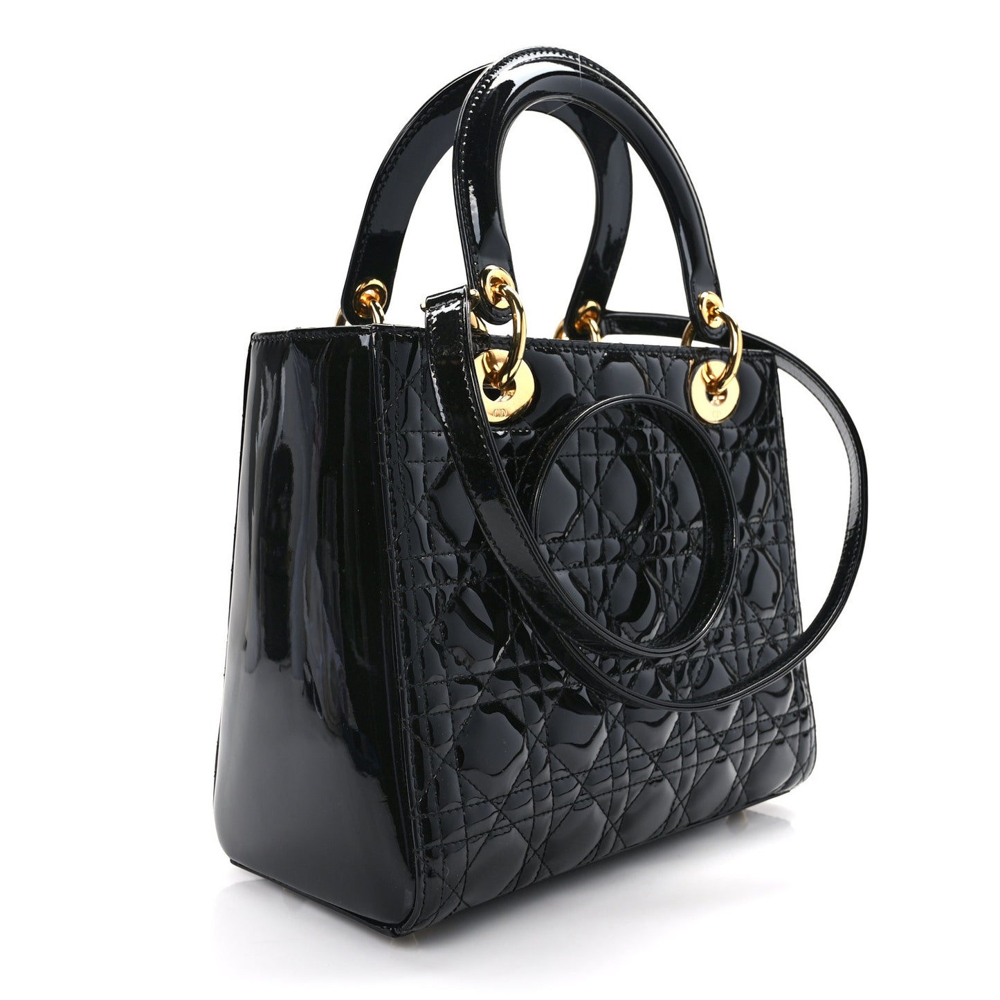 Patent Cannage Medium Lady Dior Black