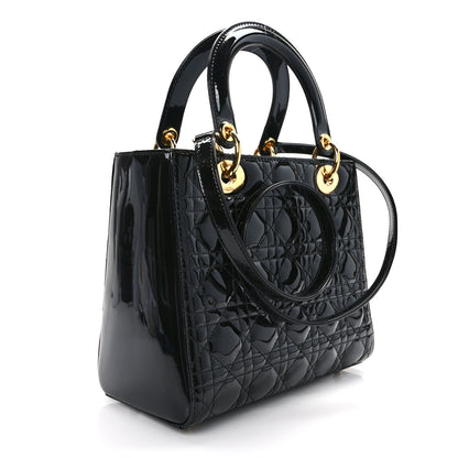 Christian Dior Patent Cannage Medium Lady Dior Black 3 of 12