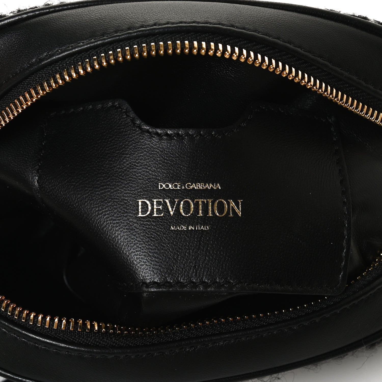 Dolce & Gabbana Calfskin Tweed Chevron Devotion Crossbody Bag Bag Black 6 of 13