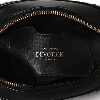 Dolce & Gabbana Calfskin Tweed Chevron Devotion Crossbody Bag Bag Black 6 of 13