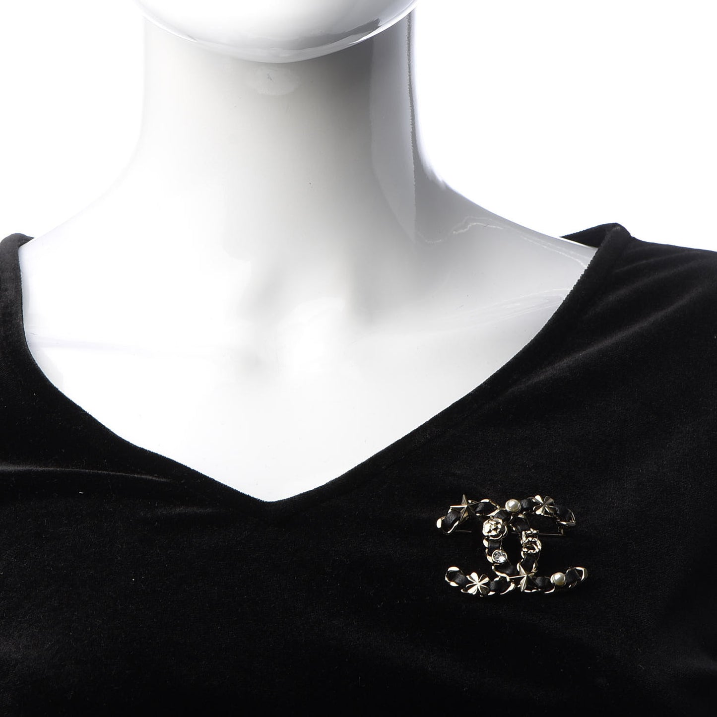 Lambskin Pearl Strass Sergeant Brooch Gold