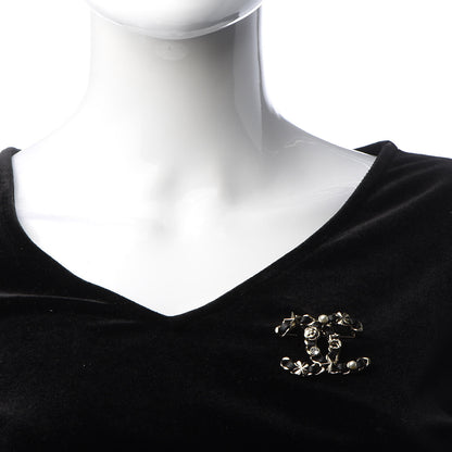 Chanel Lambskin Pearl Strass Sergeant Brooch Gold 2 of 5