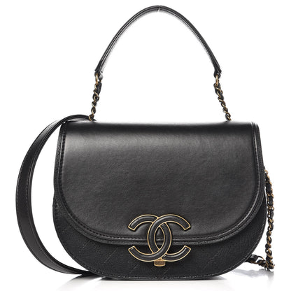 Chanel Shiny Calfskin Goatskin Quilted Small Coco Curve Messenger Flap Black 1 of 10