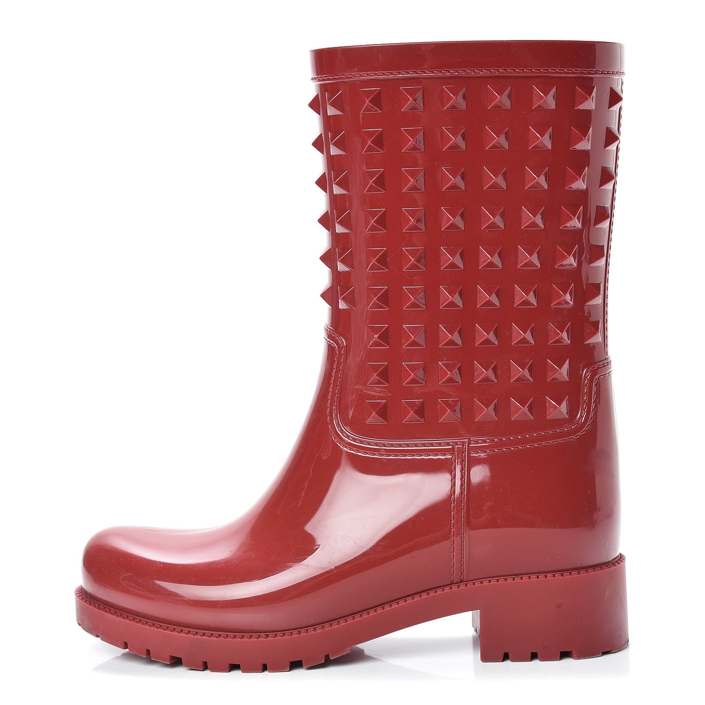 Rubber Rockstud Short Rainboots 36 Red
