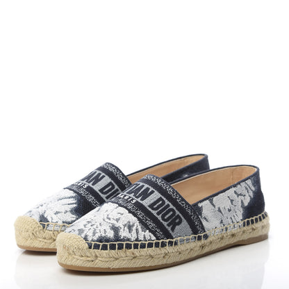 Christian Dior Canvas Tie and Dior Embroidered Granville 15mm Espadrilles 36.5 Denim 3 of 9