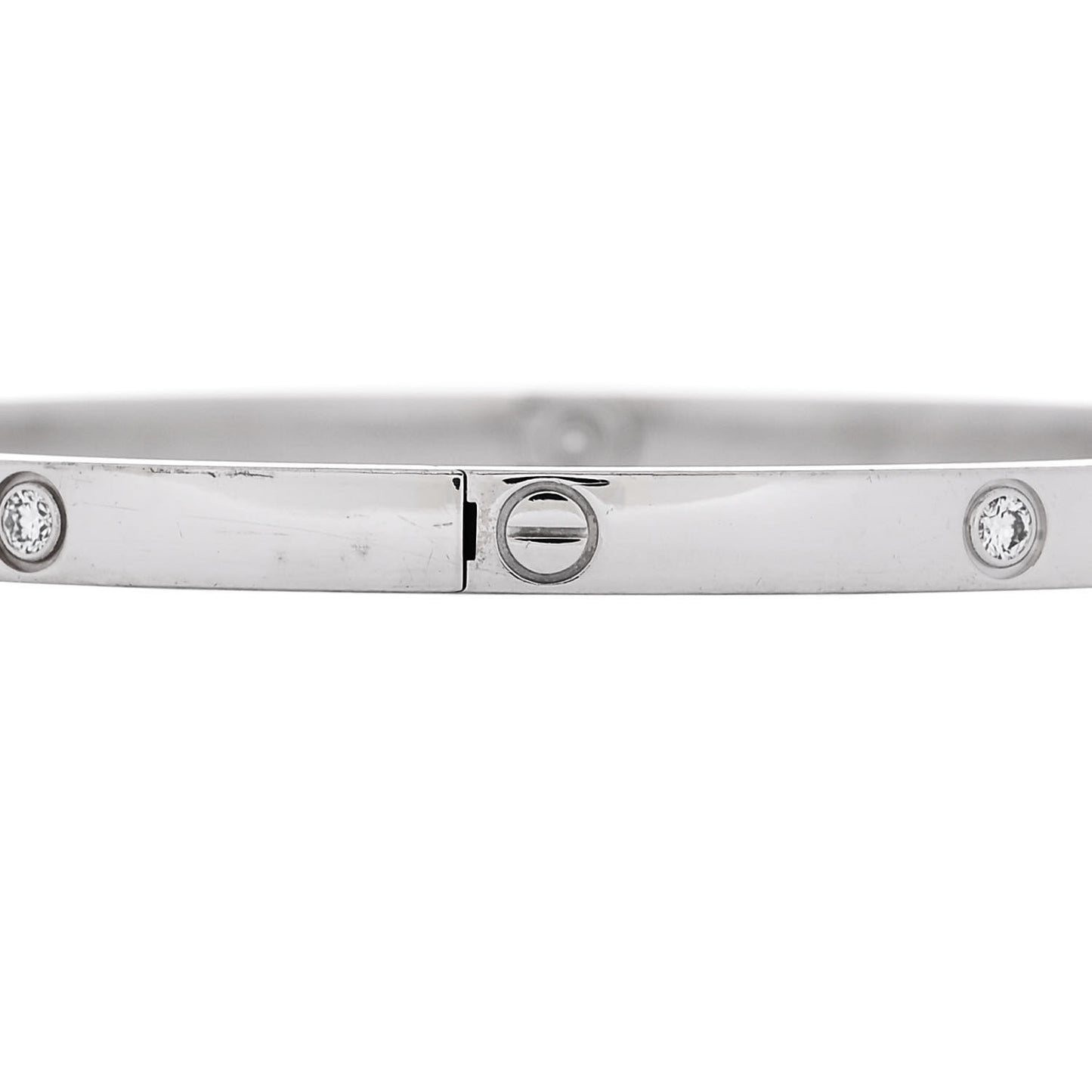 18K White Gold 6 Diamond Small LOVE Bracelet 17