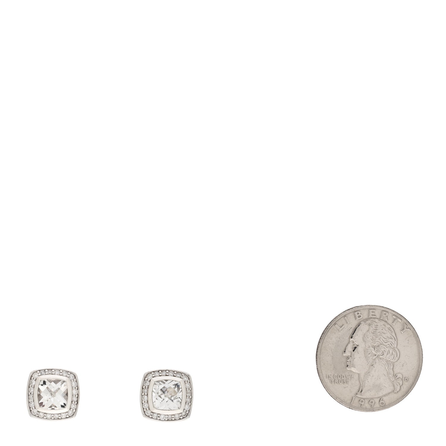 David Yurman Sterling Silver Diamond White Topaz 7mm Petite Albion Earrings 2 of 4