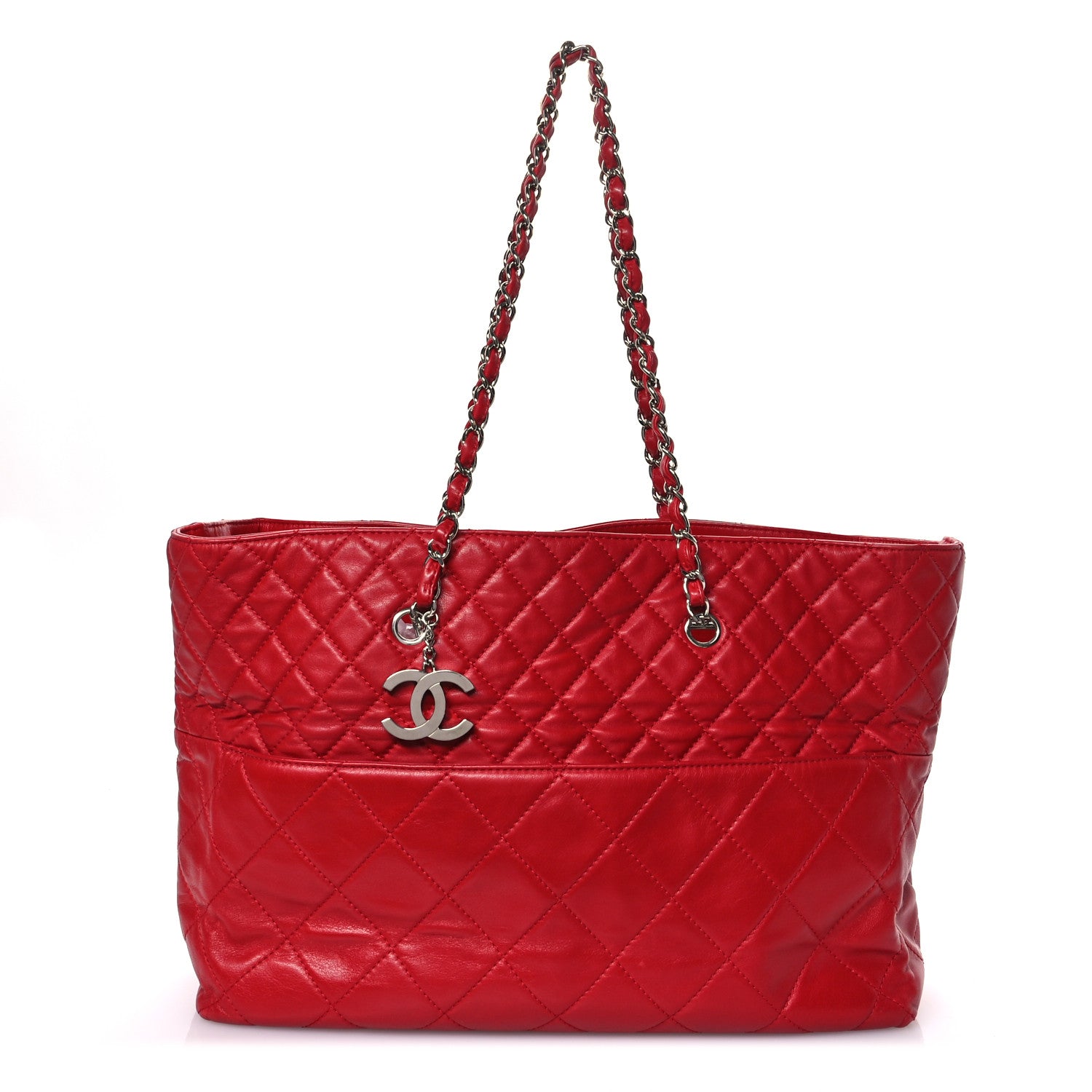 Chanel Calfskin Quilted Large In the Business Tote Red 1 of 10