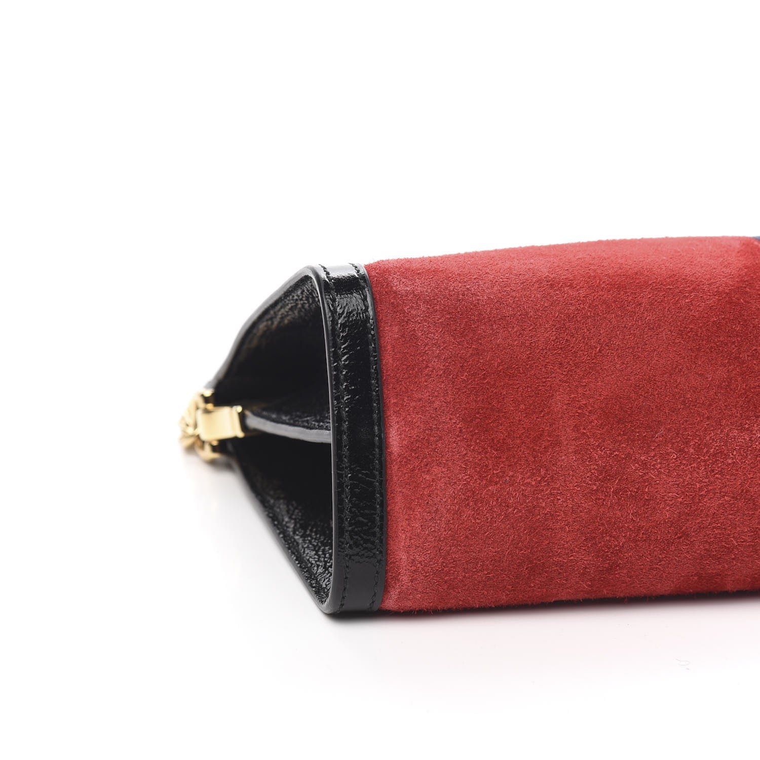 Gucci Suede Patent Web Medium Ophidia Chain Shoulder Bag Hibiscus Red Black 7 of 9
