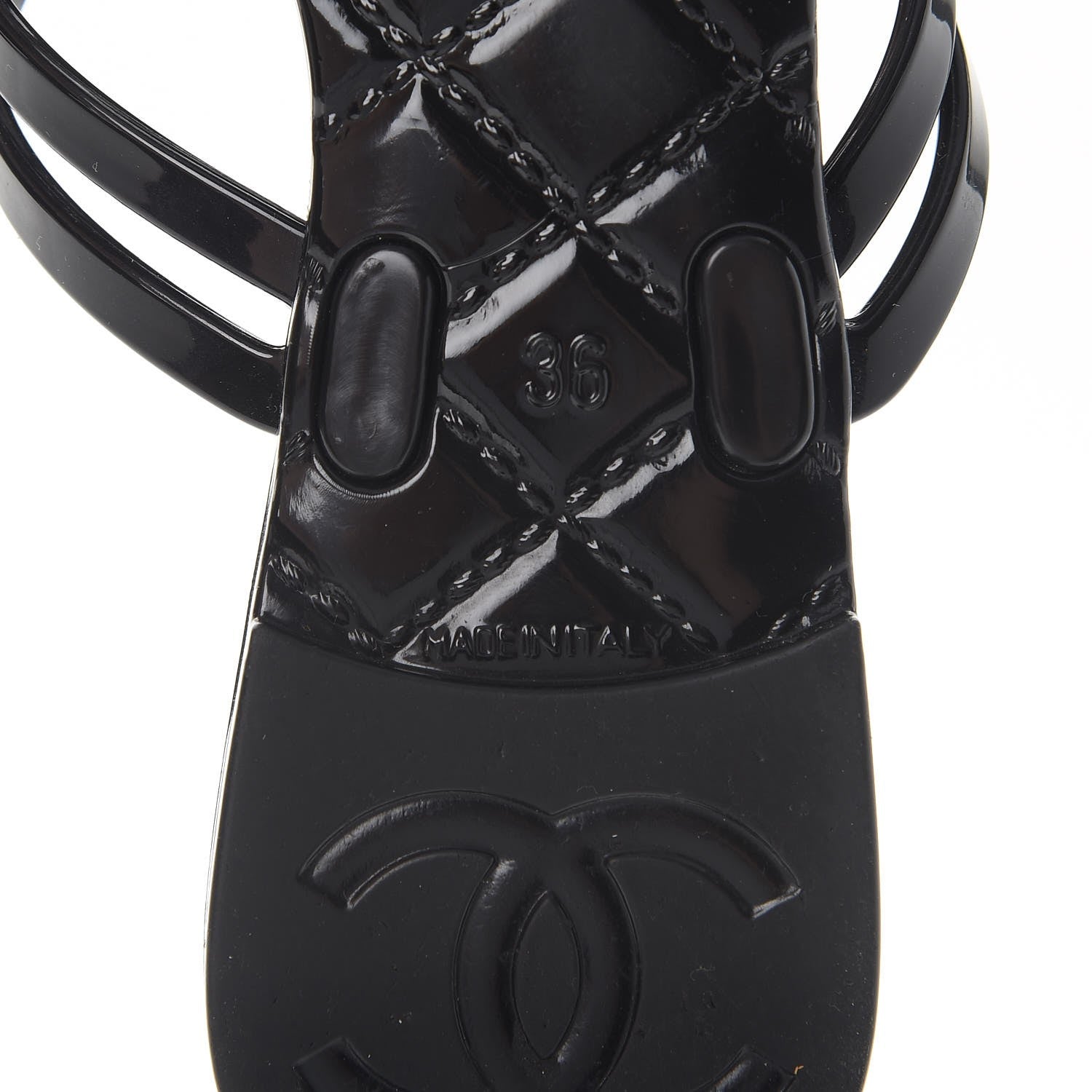 Chanel Jelly Camellia Thong Sandals 36 Black Ivory 8 of 10