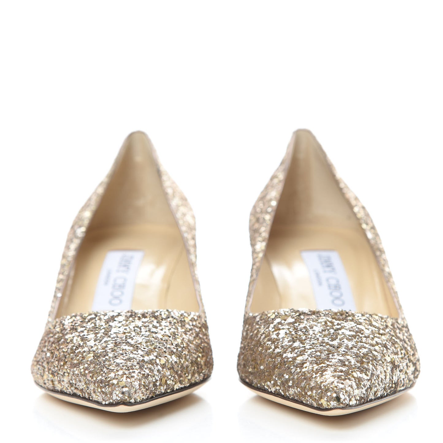 Coarse Glitter Fabric Pointy Toe Aza 40 Pumps 35.5 Antique Gold