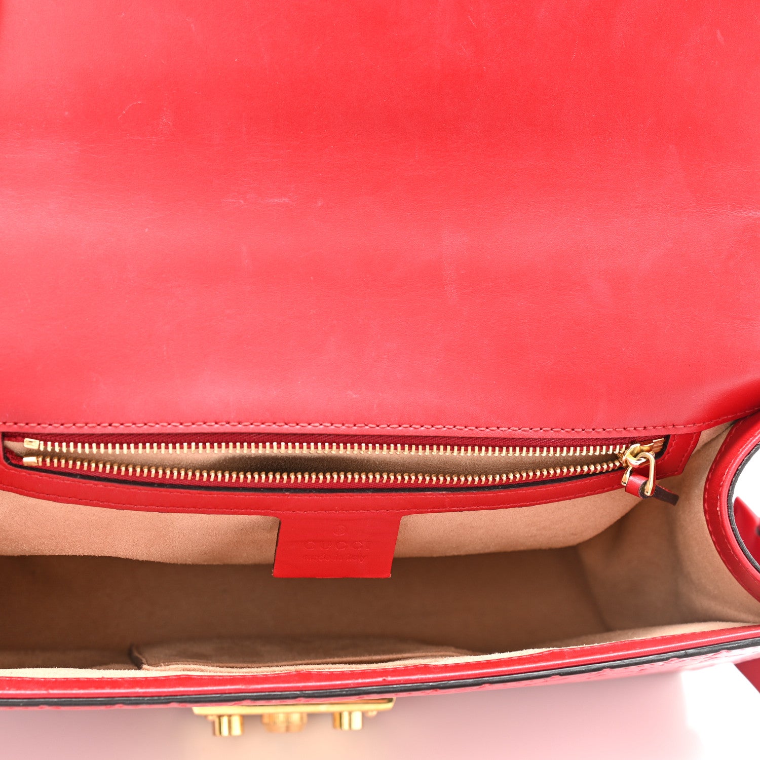 Gucci Guccissima Medium Padlock Shoulder Bag Hibiscus Red 10 of 21