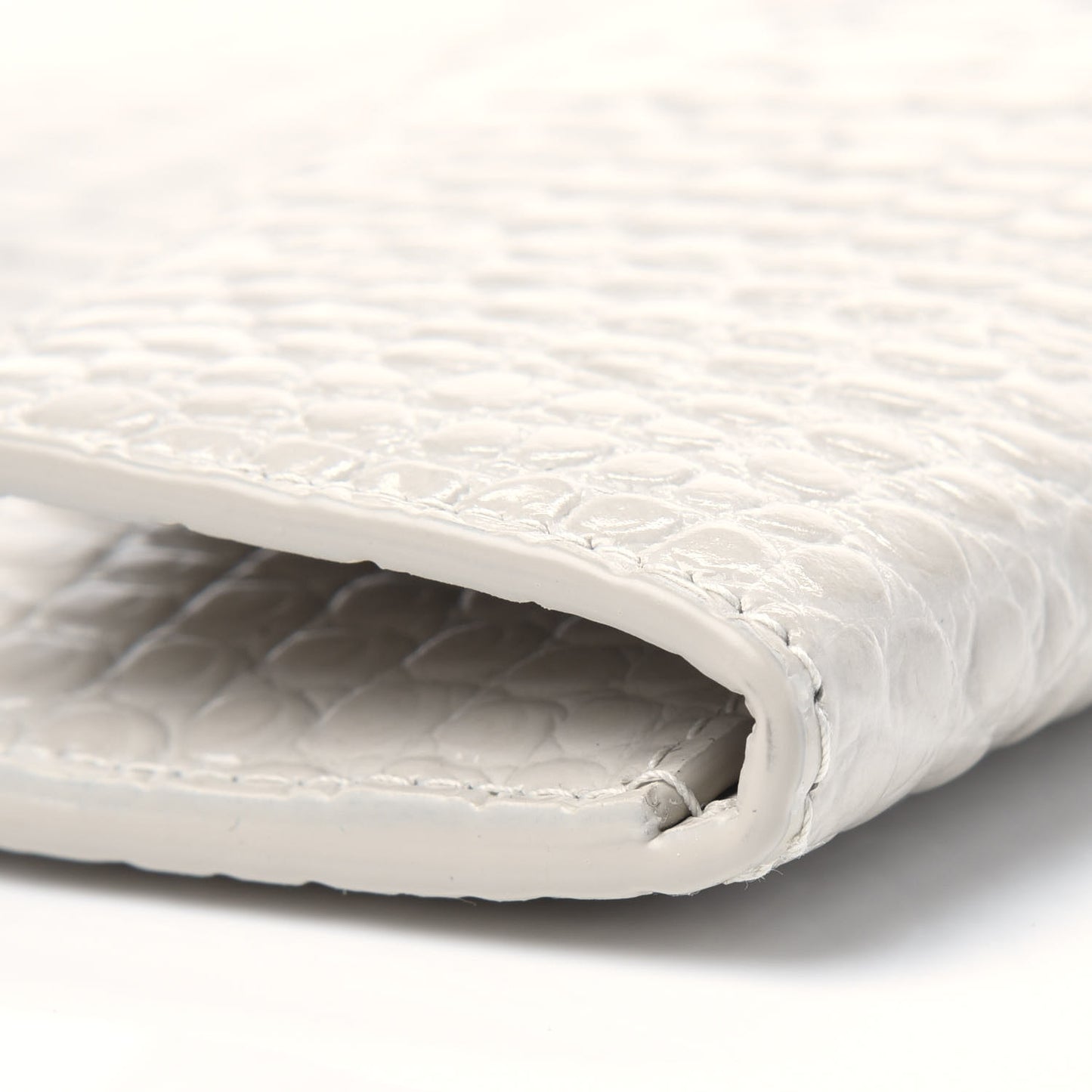 Calfskin Crocodile Embossed Uptown Monogram Pouch Crema Soft