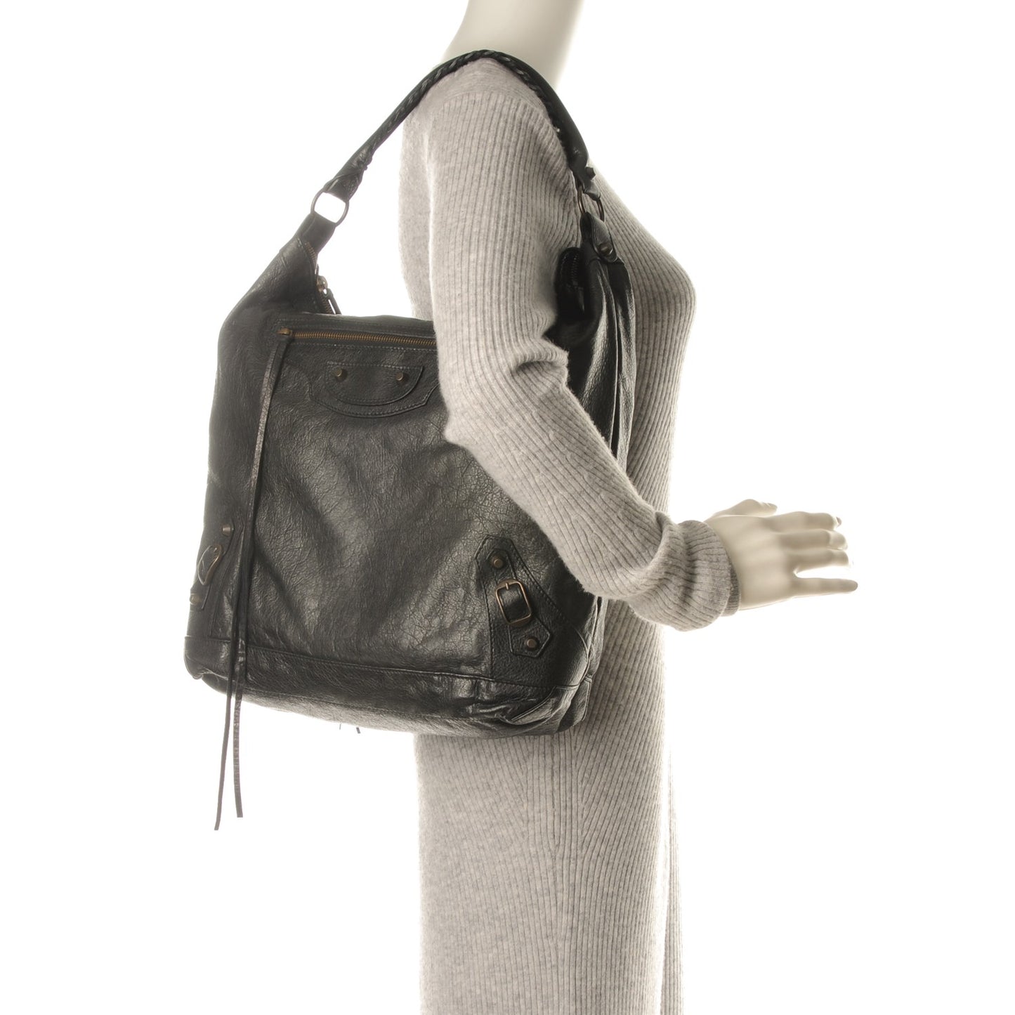 Agneau Classic Hardware Day Hobo Black
