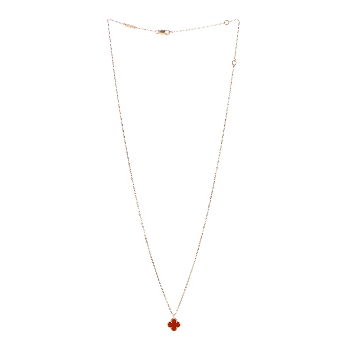 18K Rose Gold Carnelian Sweet Alhambra Pendant Necklace