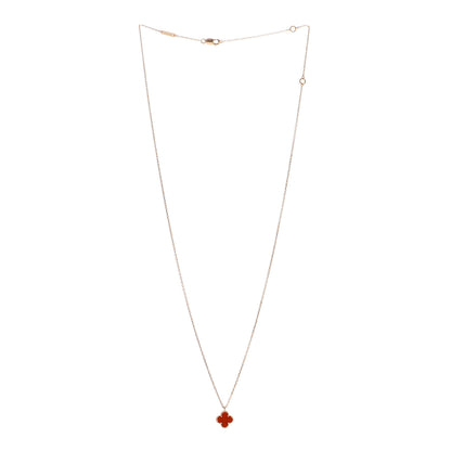 Van Cleef & Arpels 18K Rose Gold Carnelian Sweet Alhambra Pendant Necklace 3 of 5